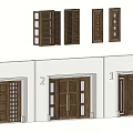 Various Wooden Entry Doors With Panel Designs And Glass Insert Features 3d model