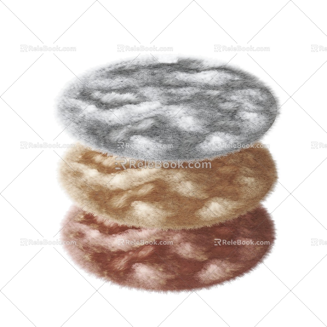 Round Hair Carpet 3d model