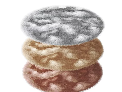 Soft Fluffy Round Rugs Stacked in Three Colors Gray Brown Pink 3d model