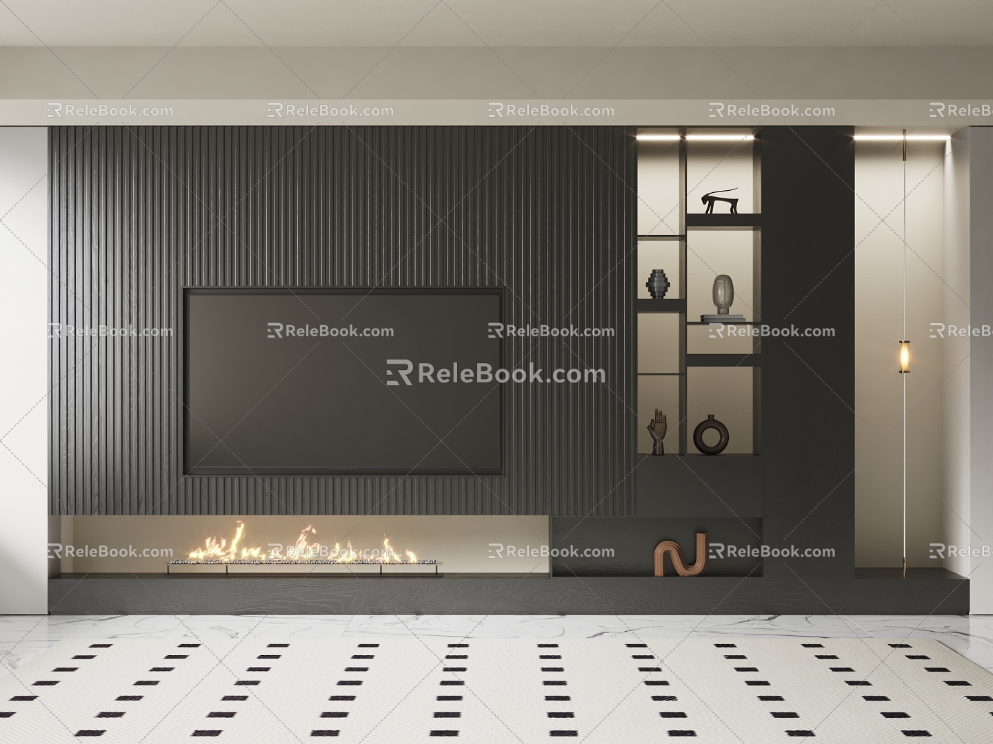 Modern TV background wall model