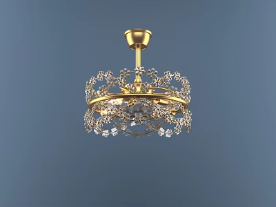 Elegant Golden Chandelier With Ornate Crystal Decorations And Classic Design 3d model