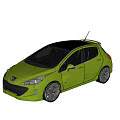 Green Peugeot Compact Hatchback Car With Black Roof Alloy Wheels And Sleek Design