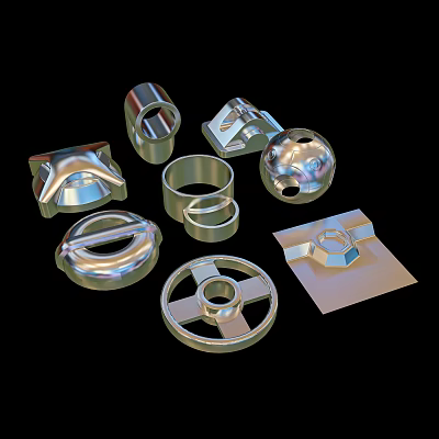 Hard surface wiring modeling mechanical parts hardware 3d model