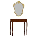 Classic Wooden Vanity Table With Ornate Mirror And Single Drawer Design