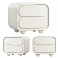 Modern White Bedside Table With Two Drawers And Minimalist Leg Design 3d model