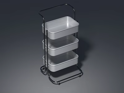 3 Tier Metal Storage Shelf with Rolling Wheels for Home Organization 3d model