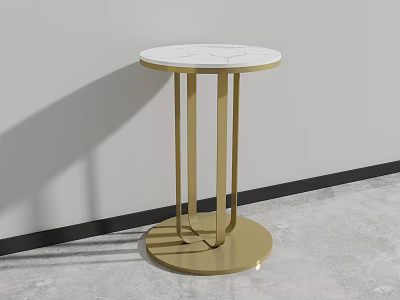 Modern White Marble Top Side Table With Gold Metal Frame For Living Room 3d model