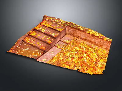 Crunchy Golden Food Particles With Textured Layers For Cooking Use 3d model