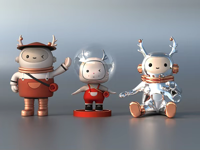 Hand-made antlers doll toy ornaments device art 3d model