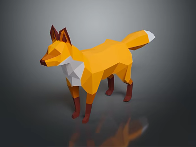Low Poly Fox Game Movie Character With Orange Fur White Belly And Brown Legs Design 3d model