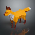 Low Poly Fox Game Movie Character With Orange Fur White Belly And Brown Legs Design