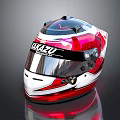 TAKAZU Racing Helmet Red White Black Modern Design Transparent Visor Sleek Finish