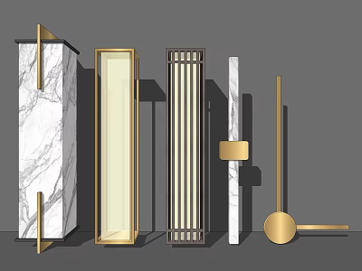 Modern Wall Lamps With Sleek Metal Frames And Marble Accents For Home Decor 3d model