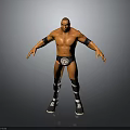3D Model Of Shirtless Wrestler In Standing Pose With Black Armbands Wrestling Trunks Striped Socks