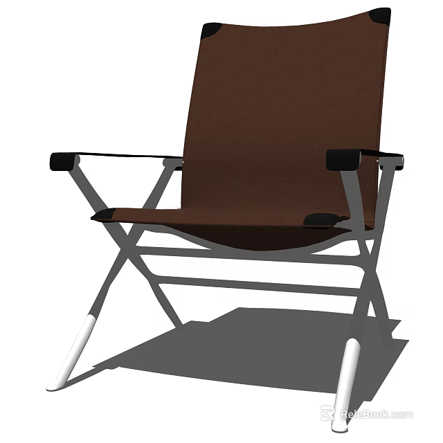 Brown Upholstered Armchair With Metal Frame And Modern Design For Indoor Use 3d model 