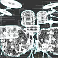 TAMA Drum Set With Red Black Design And Multiple Cymbals For Music