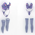 Women's Purple Floral Bikini Set With Gray Stockings And Lace Trim