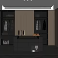 Modern Luxury Walk-in Closet Interior Design With Wooden Cabinets Mirrors Lighting And Hanging Clothes