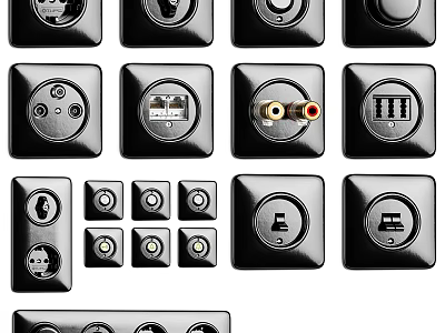 Modern Black Electrical Switch Panels With Various Functions For Home Use 3d model