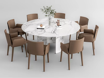 Modern Dining Table and Chair Combination Round Table Dining Table and Chair Combination 3d model