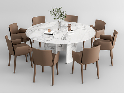 Modern Dining Table and Chair Combination Round Table Dining Table and Chair Combination 3d model