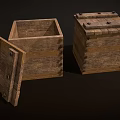 Vintage Rustic Wooden Boxes With Metal Rivets Open And Closed Design
