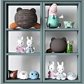 Plush Stuffed Toys Collection On Display Shelf With Cute Animal Characters