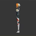 3D Character Model With Orange Hair White Green Red Bodysuit Arms Outstretched
