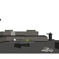 Modern Sectional Sofa Coffee Table Set With Marble Top Pillows And Floor Lamp