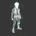 3D Rendered Man Wearing Futuristic Orange And Black Skeleton Costume