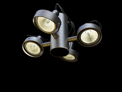 Modern Decorative Ceiling Light With Multiple Adjustable Heads And Sleek Metallic Finish 3d model