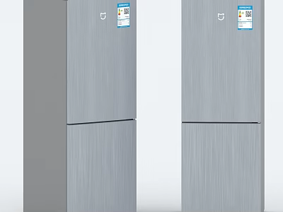 Two Modern Silver Brushed Finish Refrigerator Freezers With Sleek Contemporary Design 3d model