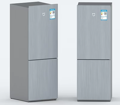 Two Modern Silver Brushed Finish Refrigerator Freezers With Sleek Contemporary Design 3d model