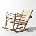 Modern Stylish Rocking Leisure Chairs with Wooden Frame and Light Beige Cushions