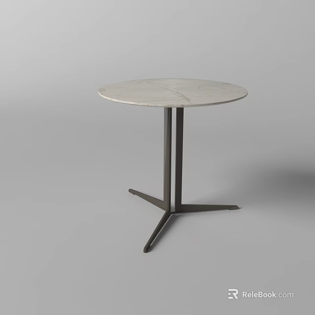 Round Modern Coffee Table With Marble Top And Metal Tripod Stand 3d model 