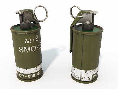 Green Toy Smoke Grenade With Metal Ring And White Text Label Design 3d model