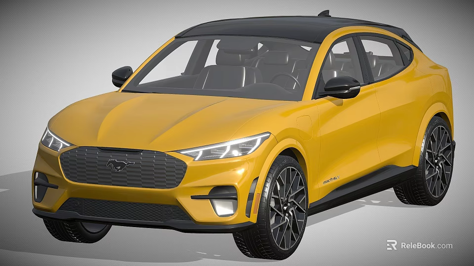 Yellow Sleek SUV Coupe With Black Roof Modern Front Design And Black Wheels 3d model 