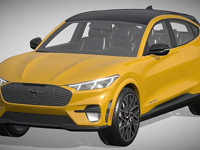 Yellow Sleek SUV Coupe With Black Roof Modern Front Design And Black Wheels 3d model