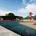 Scenic Urban Park Landscape With Lush Lawns Diverse Trees Open Plaza And Walking Paths
