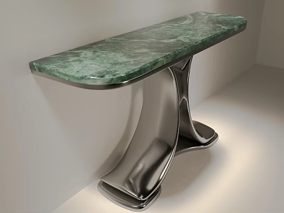 Modern Console Table With Green Marble Top And Sleek Metal Base 3d model