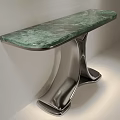 Modern Console Table With Green Marble Top And Sleek Metal Base 3d model
