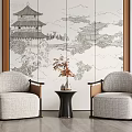 New Chinese Style Casual Sofa Combination Single Sofa 3d model