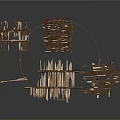 Wooden Stick Scene Components Constructed With Framework Structures For Scenery 3d model