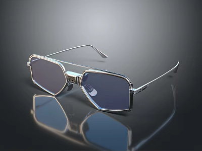 Trendy Hexagonal Sunglasses With Metallic Frame And Reflective Lenses For Fashionable Look 3d model