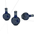 Blue And White Ceramic Vases With Intricate Patterns And Round Body Design
