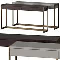 Modern Dining Table With Metal Frame Wooden Top And Storage Drawers