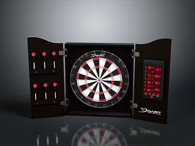 Electronic Dartboard Cabinet With Wooden Frame Digital Score Display And Target Board 3d model