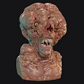 Grotesque Monster Creature With Multiple Eyes Sharp Teeth And Bulbous Skin Texture 3d model