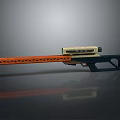 Long Barreled Weapon With Orange Stripes Transparent Section And Black Grip Design