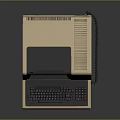 Vintage Electronic Computer Classic Beige Design With Retro Monitor And Built-in Keyboard